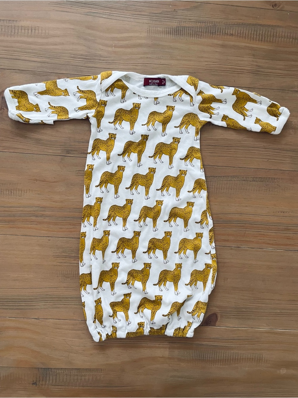 Milkbarn Cheetah 0-3M Baby Sleep Gown Organic Cotton Safari Animal Infant